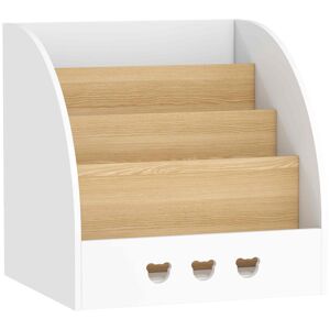 AIYAPLAY Estante Infantil para Brinquedos Organizador de Brinquedos de 4 Níveis com Compartimento Oculto para Quarto Infantil Sala de Jogos Creche 60x53x60 cm Branco e Madeira