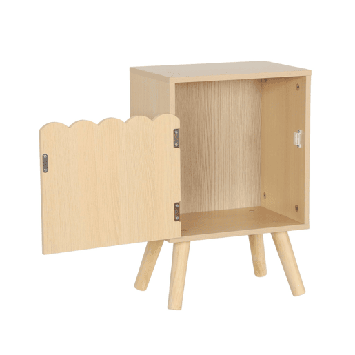 Mesa de cabeceira infantil decor madeira 1 porta, Azur, Natural, 34x23.5x52 cm