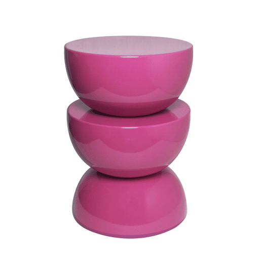 Mesa lateral o mesa de canto metal efeito brilhante, Coumba, Rosa, 32x32x46.5 cm