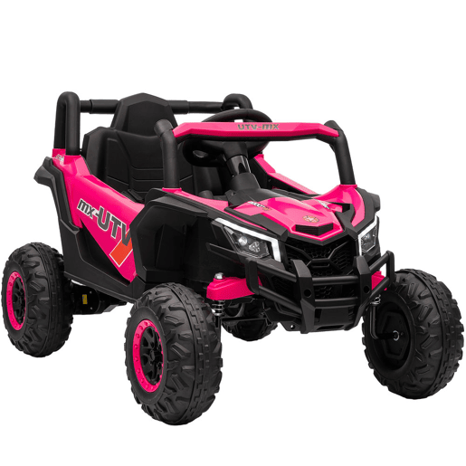 AIYAPLAY Carro Elétrico para Crianças 12V UTV com 2 Motores Controlo Remoto 2,4G Velocidade até 7 kmh Sistema de Suspensão Faróis USB para Crianças acima de 3 Anos 96x61x56 cm Rosa