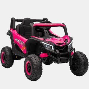 AIYAPLAY Carro Elétrico para Crianças 12V UTV com 2 Motores Controlo Remoto 2,4G Velocidade até 7 kmh Sistema de Suspensão Faróis USB para Crianças acima de 3 Anos 96x61x56 cm Rosa