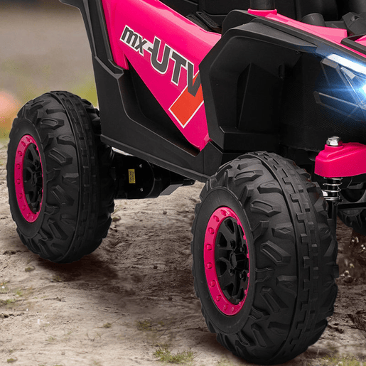 AIYAPLAY Carro Elétrico para Crianças 12V UTV com 2 Motores Controlo Remoto 2,4G Velocidade até 7 kmh Sistema de Suspensão Faróis USB para Crianças acima de 3 Anos 96x61x56 cm Rosa