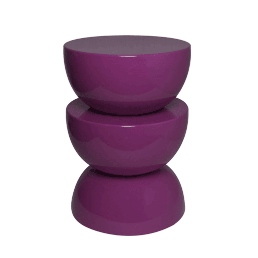 Mesa lateral o mesa de canto metal efeito brilhante, Coumba, Roxo, 32x32x46.5 cm