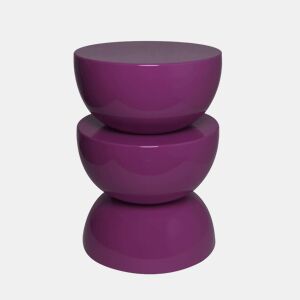 Mesa lateral o mesa de canto metal efeito brilhante, Coumba, Roxo, 32x32x46.5 cm