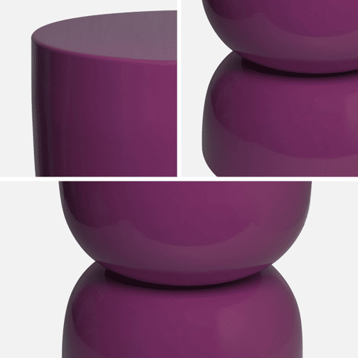 Mesa lateral de metal efeito brilhante, Madi, Roxo, 32x32x42 cm