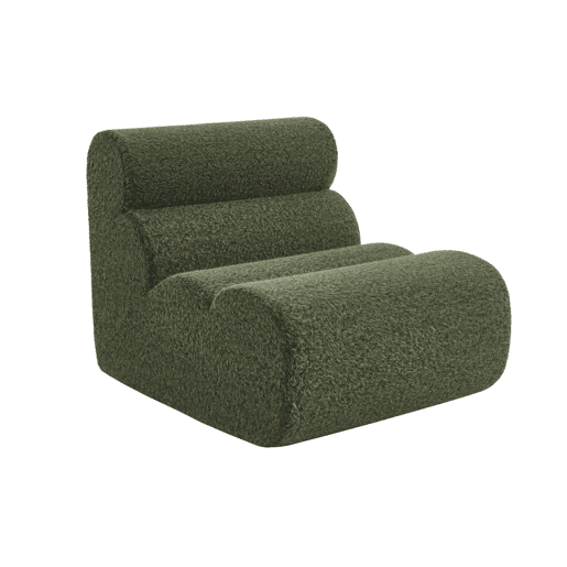 Módulo de sofá modular em tecido efeito alpaca, 1 lugar, Nova alpaca, Verde caqui, 81x99x75 cm