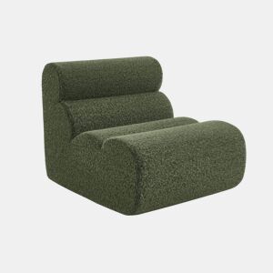Módulo de sofá modular em tecido efeito alpaca, 1 lugar, Nova alpaca, Verde caqui, 81x99x75 cm
