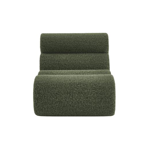 Módulo de sofá modular em tecido efeito alpaca, 1 lugar, Nova alpaca, Verde caqui, 81x99x75 cm