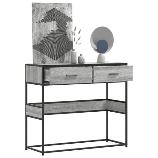 Mesa Consola - Mesa De Entrada 90x35x80 cm derivados de madeira cinzento sonoma