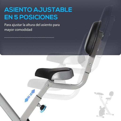 HOMCOM Bicicleta Estática Dobrável com 8 Níveis de Resistência Magnética Bicicleta Vertical com Volante de Inércia Ritmo Cardíaco Pulsómetro Assento Ajustável Carga 110 kg 43x97x109 cm Cinzento