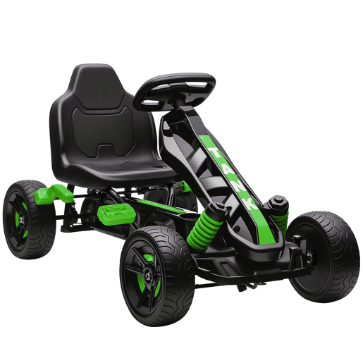 AIYAPLAY Kart a Pedais para Crianças a Partir dos 3 Anos Kart com Embraiagem Automática Travão Rodas Antiderrapantes em EVA e Estrutura Metálica Carga 50 kg 100x59x60,5 cm Verde