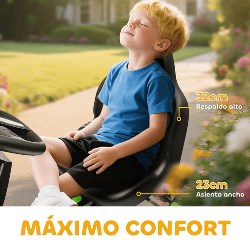 AIYAPLAY Kart a Pedais para Crianças a Partir dos 3 Anos Kart com Embraiagem Automática Travão Rodas Antiderrapantes em EVA e Estrutura Metálica Carga 50 kg 100x59x60,5 cm Verde