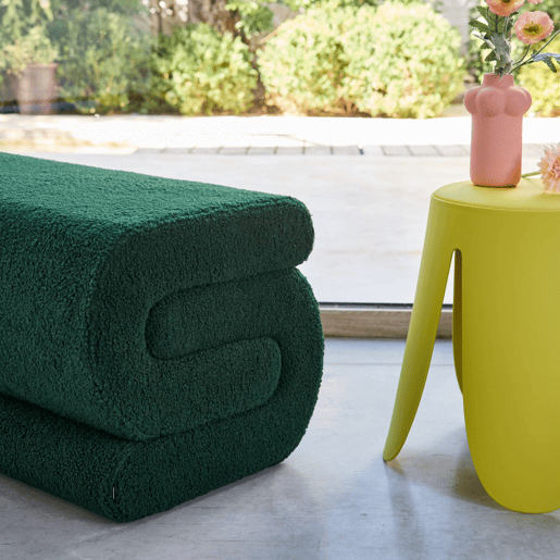 Banco design revestimento bouclé 1-2 lugares Verde - 92x50x45 cm