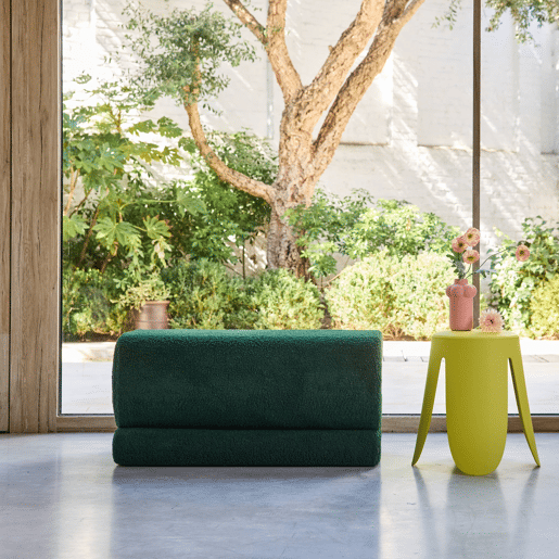 Banco design revestimento bouclé 1-2 lugares Verde - 92x50x45 cm