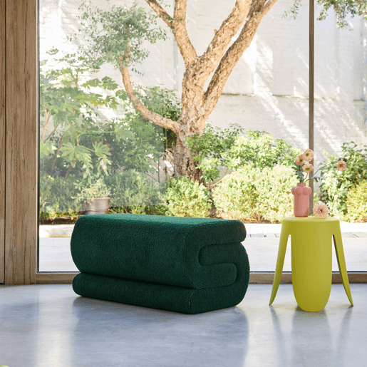 Banco design revestimento bouclé 1-2 lugares Verde - 92x50x45 cm