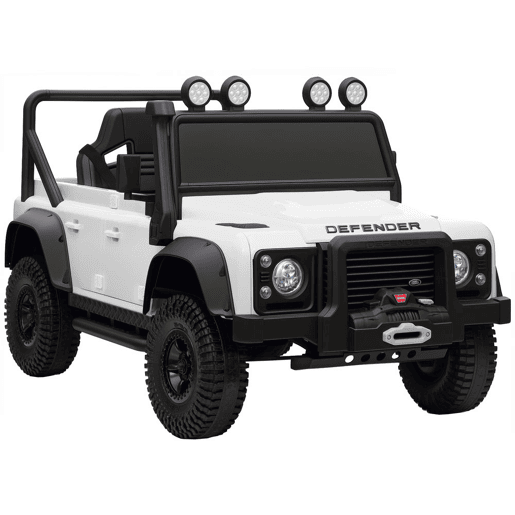 AIYAPLAY Carro Elétrico para Crianças com Licença Land Rover 12V Carro a Bateria Infantil com Controlo Remoto Sistema de Suspensão USB MP3 Velocidade Ajustável Faróis 115x61x61 cm Branco