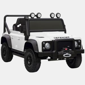 AIYAPLAY Carro Elétrico para Crianças com Licença Land Rover 12V Carro a Bateria Infantil com Controlo Remoto Sistema de Suspensão USB MP3 Velocidade Ajustável Faróis 115x61x61 cm Branco