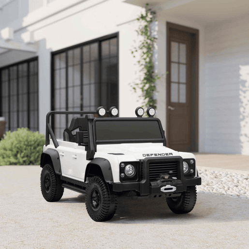 AIYAPLAY Carro Elétrico para Crianças com Licença Land Rover 12V Carro a Bateria Infantil com Controlo Remoto Sistema de Suspensão USB MP3 Velocidade Ajustável Faróis 115x61x61 cm Branco