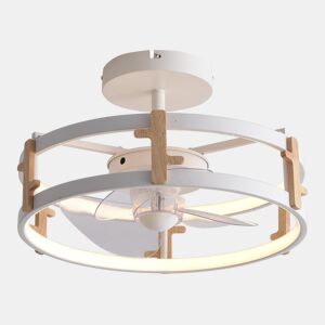 Candeeiro LED para ventoinha de teto com detalhes de acabamento em madeira. Controlo com telecomando ou através da aplicação via Bluetooth. Três tipos de luz LED: Fria. Natural ou Quente. Níveis graduados de intensidade luminosa Luz: 42W. Ventoinha: 13W T