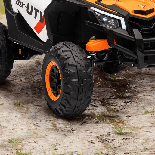AIYAPLAY Carro Elétrico para Crianças 12V UTV com 2 Motores Controlo Remoto 2,4G Velocidade até 7 kmh Sistema de Suspensão Faróis USB para Crianças acima de 3 Anos 96x61x56 cm Laranja