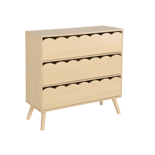 Cômoda infantil efeito madeira 3 gavetas Natural - 80x30x79 cm