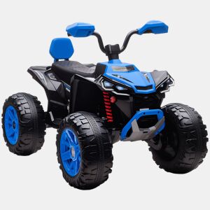 AIYAPLAY Quadricilo Elétrico para Crianças 24V para 3-8 Anos com 2 Lugares 2 Motores Velocidade até 6,5 kmh Rodas com Suspensão Faróis Buzina Música e USB 109x68,5x76 cm Azul