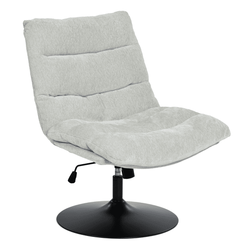 Poltrona Relax Giratória Reclinável Estofada em Tecido Cinza com Altura Ajustável e Base Metálica Redonda, Acolchoamento Macio e Encosto Ergonômico, Estilo Moderno para Sala ou Quarto, Suporta 120 Kg