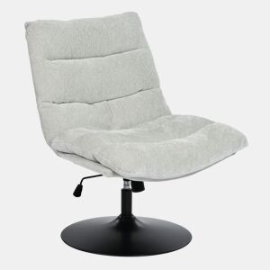 Poltrona Relax Giratória Reclinável Estofada em Tecido Cinza com Altura Ajustável e Base Metálica Redonda, Acolchoamento Macio e Encosto Ergonômico, Estilo Moderno para Sala ou Quarto, Suporta 120 Kg