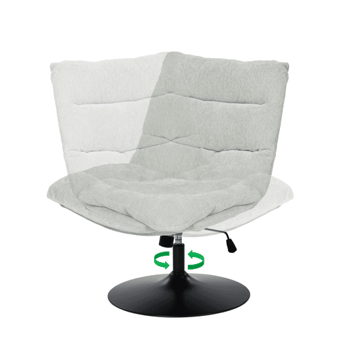 Poltrona Relax Giratória Reclinável Estofada em Tecido Cinza com Altura Ajustável e Base Metálica Redonda, Acolchoamento Macio e Encosto Ergonômico, Estilo Moderno para Sala ou Quarto, Suporta 120 Kg