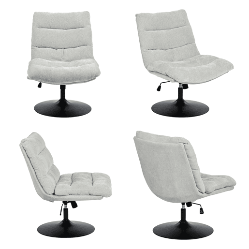 Poltrona Relax Giratória Reclinável Estofada em Tecido Cinza com Altura Ajustável e Base Metálica Redonda, Acolchoamento Macio e Encosto Ergonômico, Estilo Moderno para Sala ou Quarto, Suporta 120 Kg