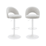 Banqueta de bar ajustável metal e tecido com base branca, set de 2 , Abby, Branco sujo, 49x49x110 cm