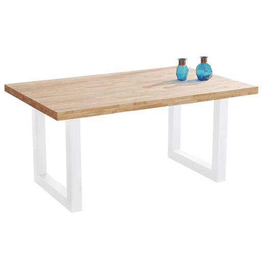 Conjunto de mesa fixa Bristo + 4 cadeiras em carvalho nórdico, branco e cinza cimento