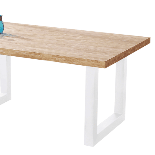 Conjunto de mesa fixa Bristo + 4 cadeiras em carvalho nórdico, branco e cinza cimento