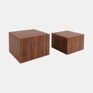 Mesas de centro quadrada com efeito cinza, set de 2, Sylva, Madeira de nogueira, 58x58x40 cm
