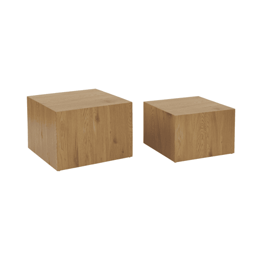 Mesas de centro quadrada com efeito cinza, set de 2 Natural - 58x58x40 cm