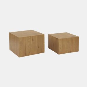 Mesas de centro quadrada com efeito cinza, set de 2 Natural - 58x58x40 cm
