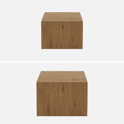 Mesas de centro quadrada com efeito cinza, set de 2 Natural - 58x58x40 cm