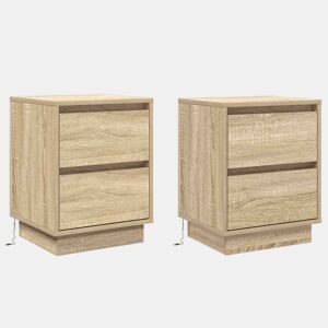 Lote de 2 Mesa De Cabeceira - Mesinha De Cabeceira Carvalho sonoma 39 x 34,5 x 50 cm