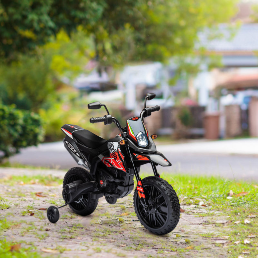AIYAPLAY Mota Elétrica Infantil com Licença Oficial Aprilia 12V 25W Rodas de Apoio Removíveis Farol Música Porta USB e Amortecedor Traseiro Vermelho