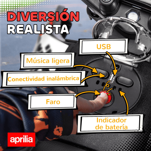 AIYAPLAY Mota Elétrica Infantil com Licença Oficial Aprilia 12V 25W Rodas de Apoio Removíveis Farol Música Porta USB e Amortecedor Traseiro Vermelho