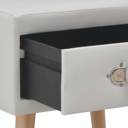 Mesa De Cabeceira - Mesinha De Cabeceira 40x35x40 cm couro artificial branco Mesa De Cabeceira - Mesinha De Cabeceira 40x35x40 cm couro artificial branco