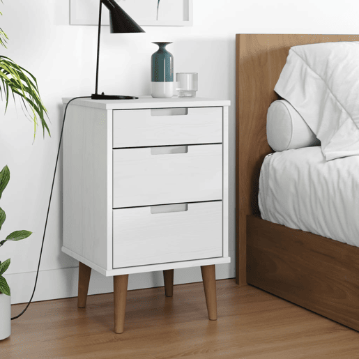 Mesa De Cabeceira - Mesinha De Cabeceira 40x35x65 cm pinho maciço branco