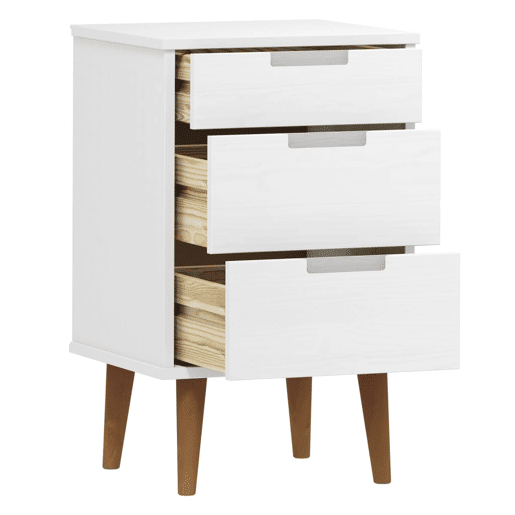 Mesa De Cabeceira - Mesinha De Cabeceira 40x35x65 cm pinho maciço branco