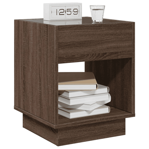 Mesa De Cabeceira - Mesinha De Cabeceira c LED Infinity 40x40x50 cm carvalho castanho