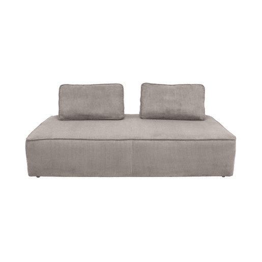 Sofá modular em tecido veludo canelado de 2 lugares, Lao, Cinza Claro, 180x90x78 cm