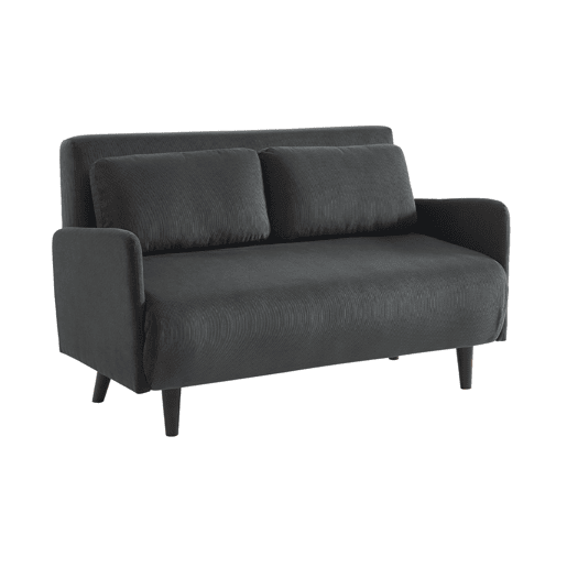 Sofá-cama em veludo canelado fino, 2 lugares, Panam veludo canelado, Cinza escuro, 130x77x83 cm