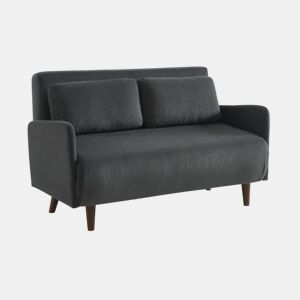 Sofá-cama em veludo canelado fino, 2 lugares, Panam veludo canelado, Cinza escuro, 130x77x83 cm