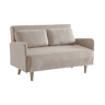 Sofá-cama em veludo canelado fino, 2 lugares, Panam veludo canelado, Beige, 130x77x83 cm