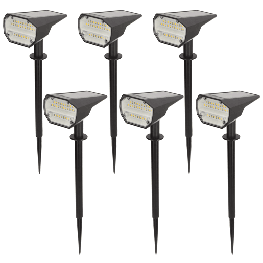 Aktive Conjunto de 6 balizas solares LED de luz quente com 2 intensidades de 5 a 10 lúmens