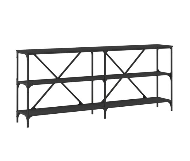 Mesa consola - mesa de entrada hierro y madera de ingeniería negro 180x30x75 cm